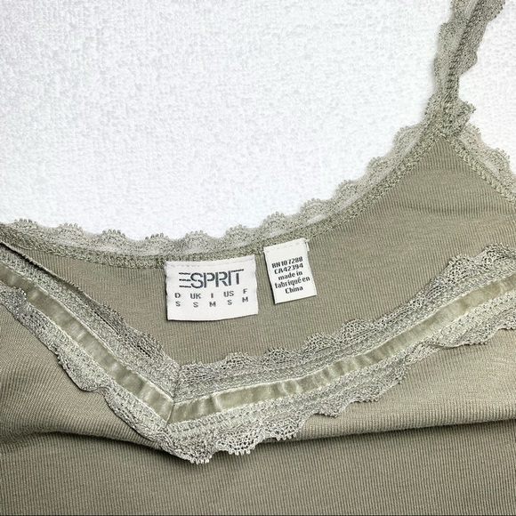 Green Y2K Cami Tank Top with Lace Trim - Picture 2 of 4